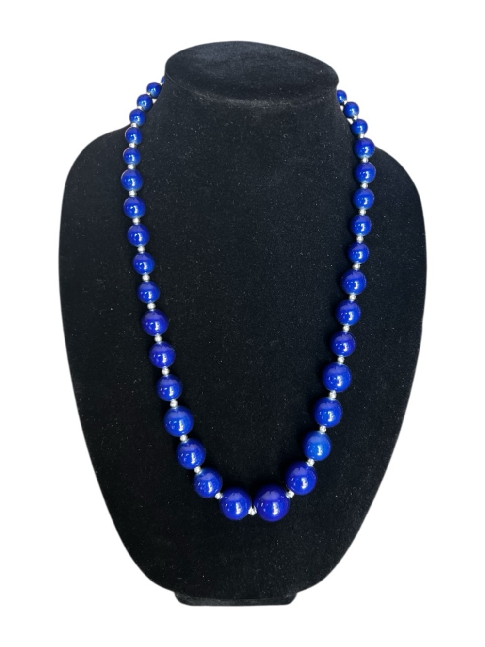 Lapis-Style Round Bead Necklace in Deep Blue - Women Jewelry